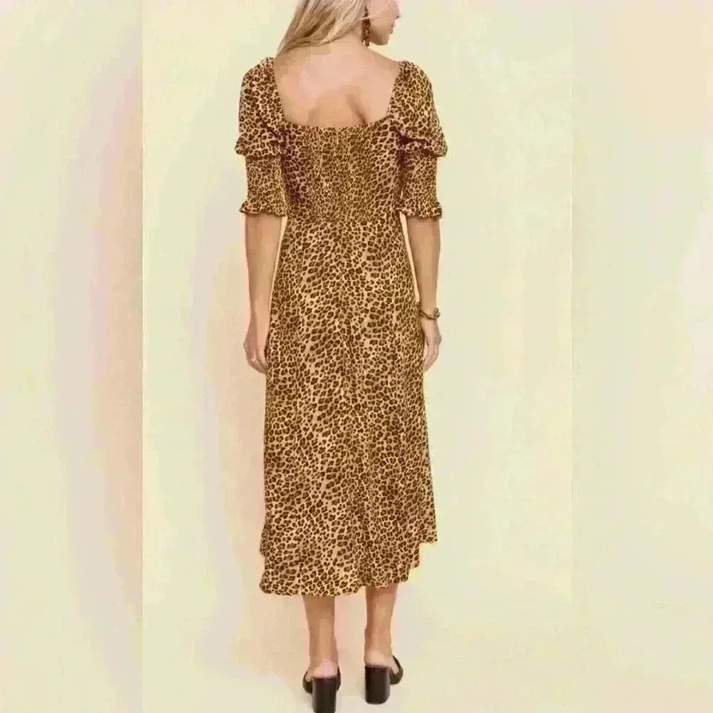 Maxine Leopard Front Slit Midi Dress from Francesca’s (blue rain)